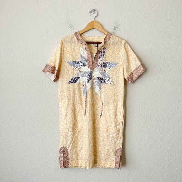 NWT COACH x Keith Haring Quilted Patchwork T-Shirt Linen Dress Ivory Multi Sz 2